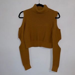 BCBGeneration ColdShoulder Turtleneck Crop Sweater